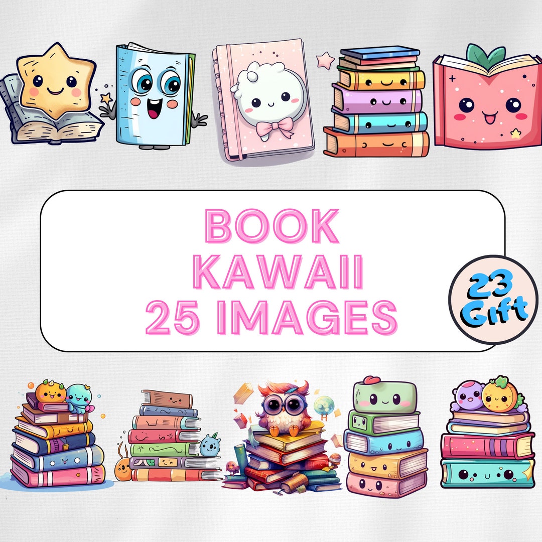 Kawaii Books Clipart Cute Cartoon School Books Clip Art - Etsy