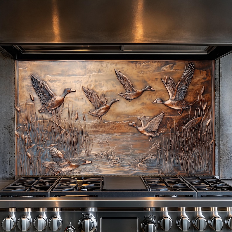 Ducks Kitchen Backsplash, Tempered Glass Backsplash Behind Stove ...