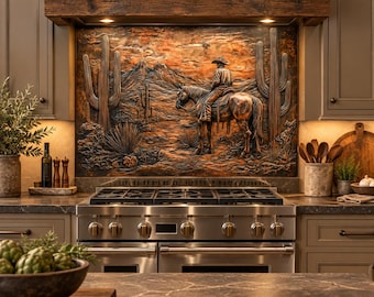 Kitchen Backsplash Tempered Glass, Cowboy Copper Design Kitchen Backsplash Behind Stove Tempered Glass, Glass Backsplash, Rustic Stove