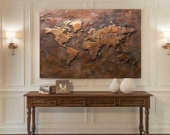Kitchen Backsplash, Tempered Glass Backsplash, World Map, Copper Design Kitchen Splashback, Wall Decor, Shatterproof, Behind Stove