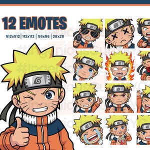 12 Chibi Anime Emotes | Ninja Style |  Twitch & Discord PNG | Emotes Pack