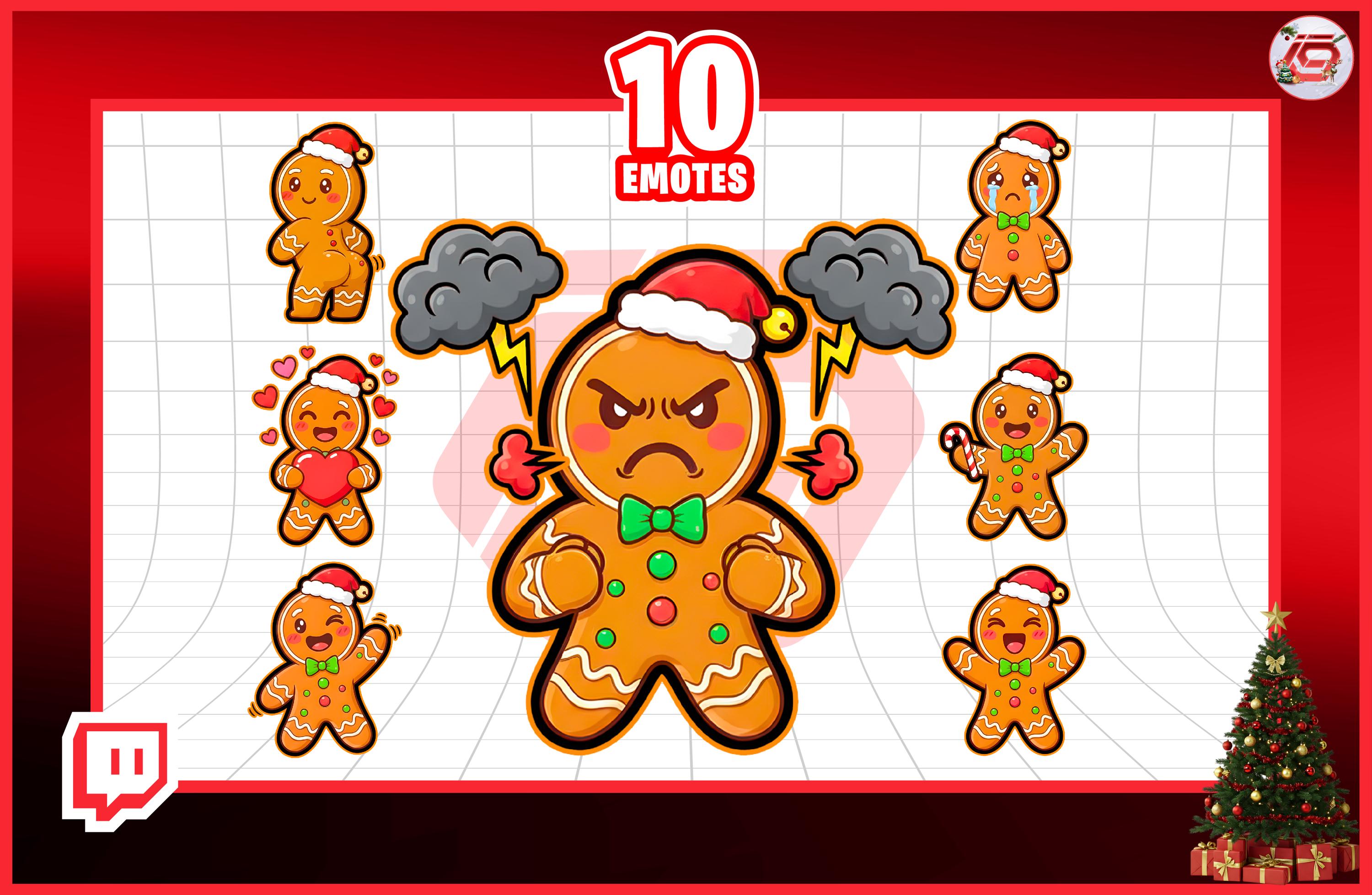 Gingerbread Emotes PNG | 10 Expressions | Christmas | Holiday PNG ...