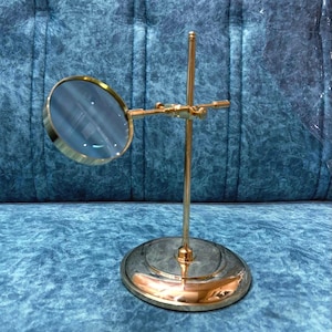 Nautical Brass Finish Adjustable Magnifying, Maritime Desk Decor, Vintage Style Tabletop Glass on Adjustable Stand Magnifier Gift Item