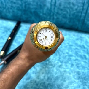 Viktoriansk mässingskäpp med klocka | Steampunk nautisk käpp i trä