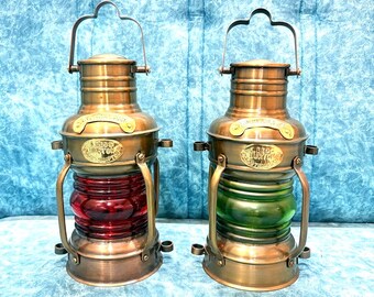 Handgefertigtes Messing Marine Öl Schiff Lampen Set, dekorative Petroleum Laternen