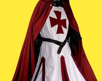Medieval Crusader Tunic, Templar Knight Halloween Costume