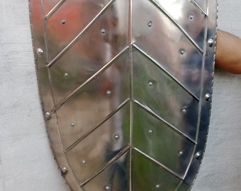 Handgemaakt middeleeuws bladontwerp verwarmingsschild, 18 gauge stalen wandhanger