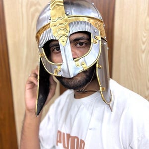 Wikinger Kettenhelm LARP ~ Halloween Kettenhemd mit Ständer Gjermundbu