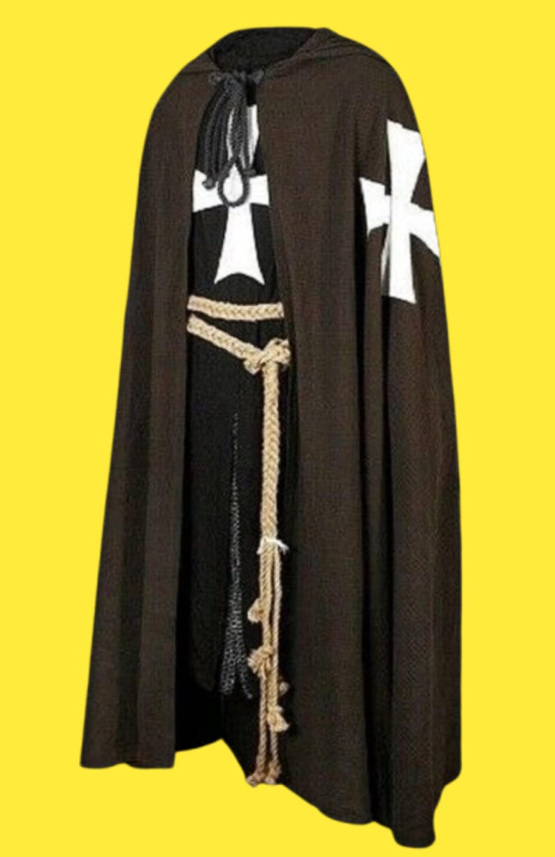 Pattern Templar Tunic Medieval Knight Costume Halloween Crusader Templar Tunic, Black, Red ...