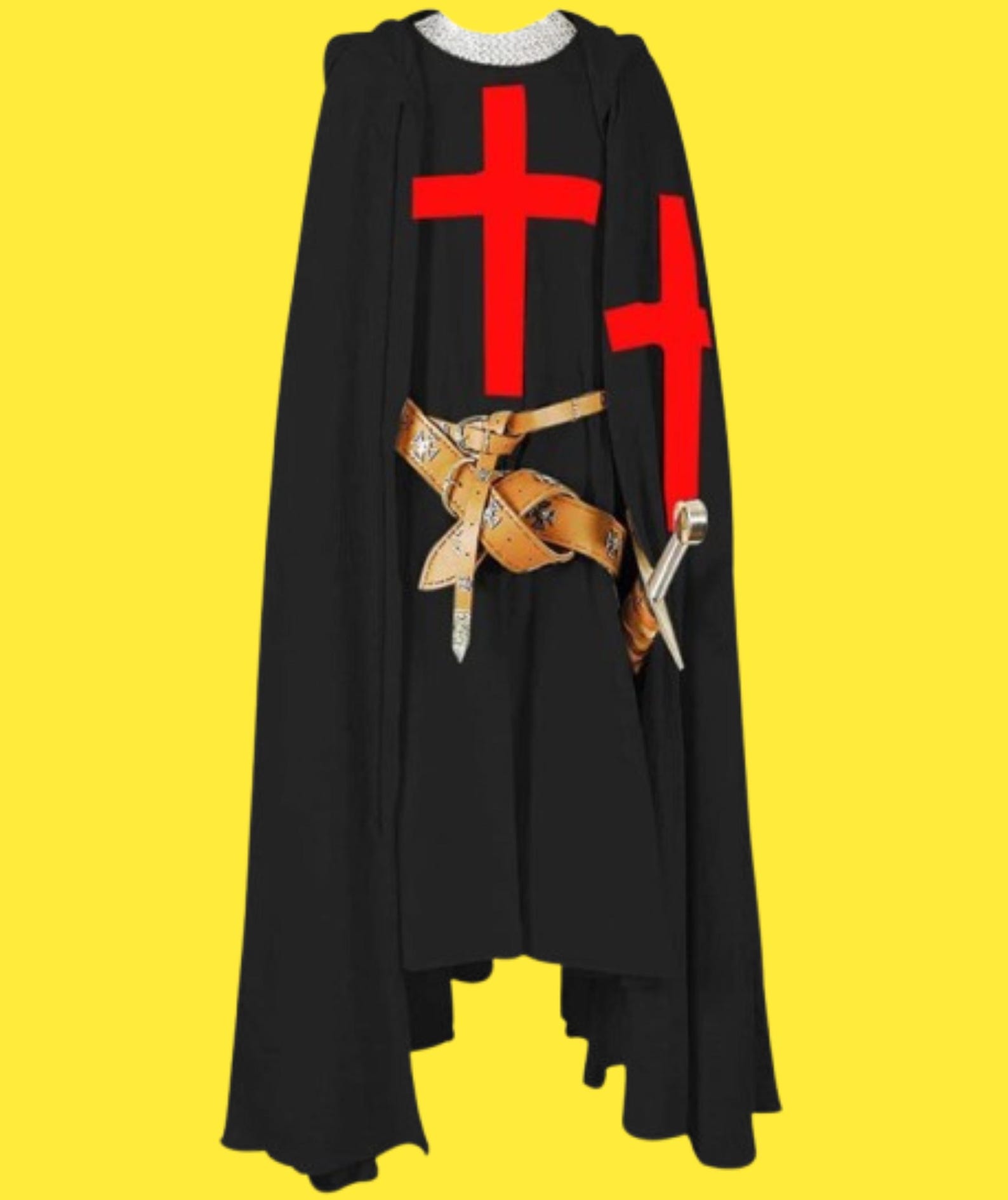 Pattern Templar Tunic Medieval Knight Costume Halloween Crusader Templar Tunic, Black, Red ...