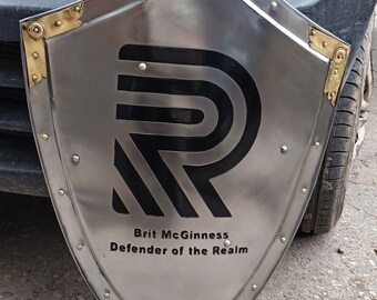 Personalisierte geätztes mittelalterliches Schild - 18 Gauge Stahl Templar Knight Cosplay