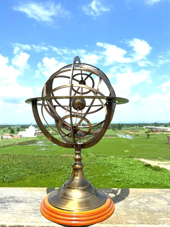 オブジェ「天球儀」- 海福雑貨通販部 真鍮製 天球儀 木製台座付き