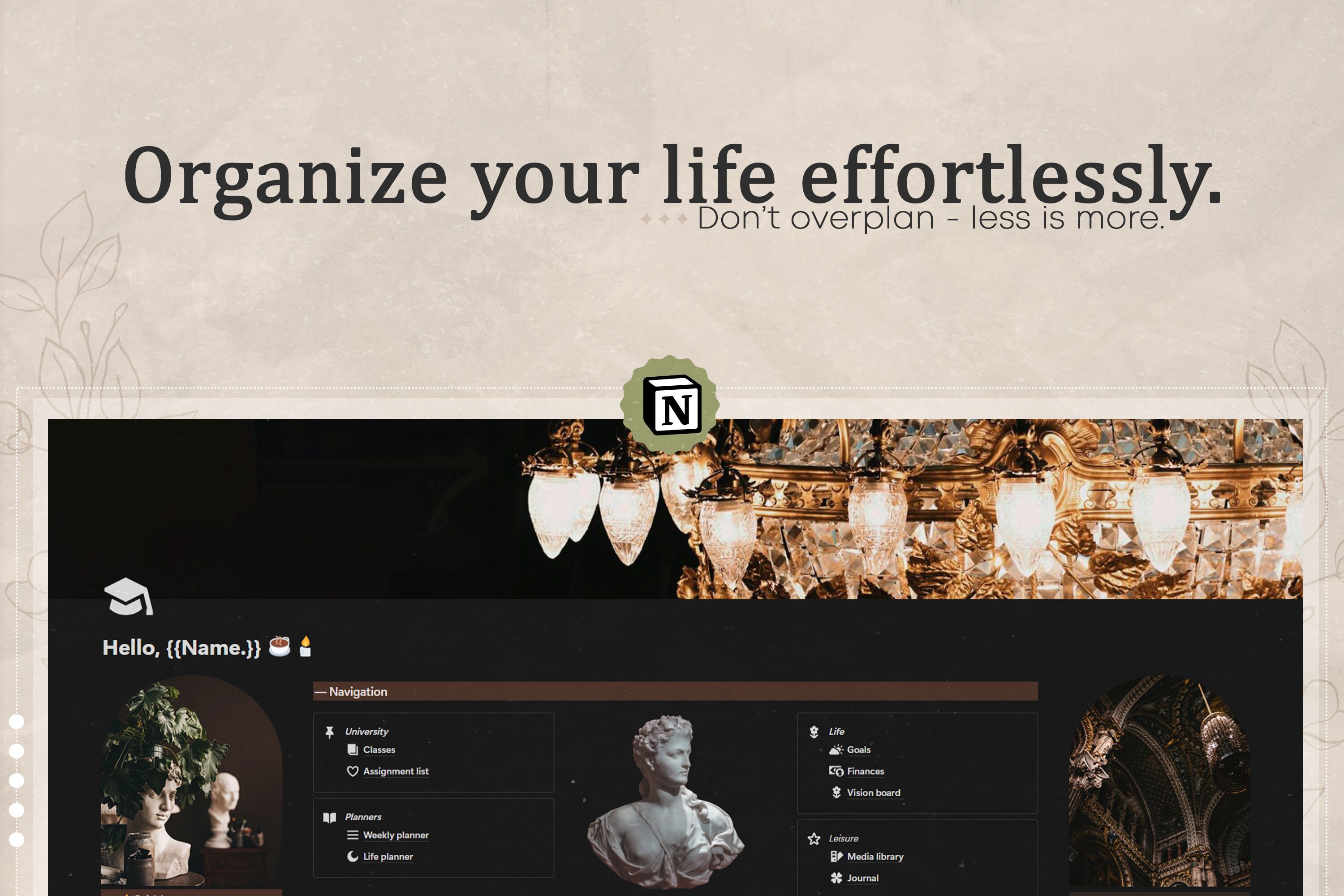 Dark Academia Notion Template, Life & Student Planner, Academic Planner ...