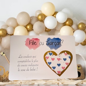 Carte à gratter annonce sexe bébé Fille ou Garçon Jeu Gender reveal révélations grossesse baby shower image 1