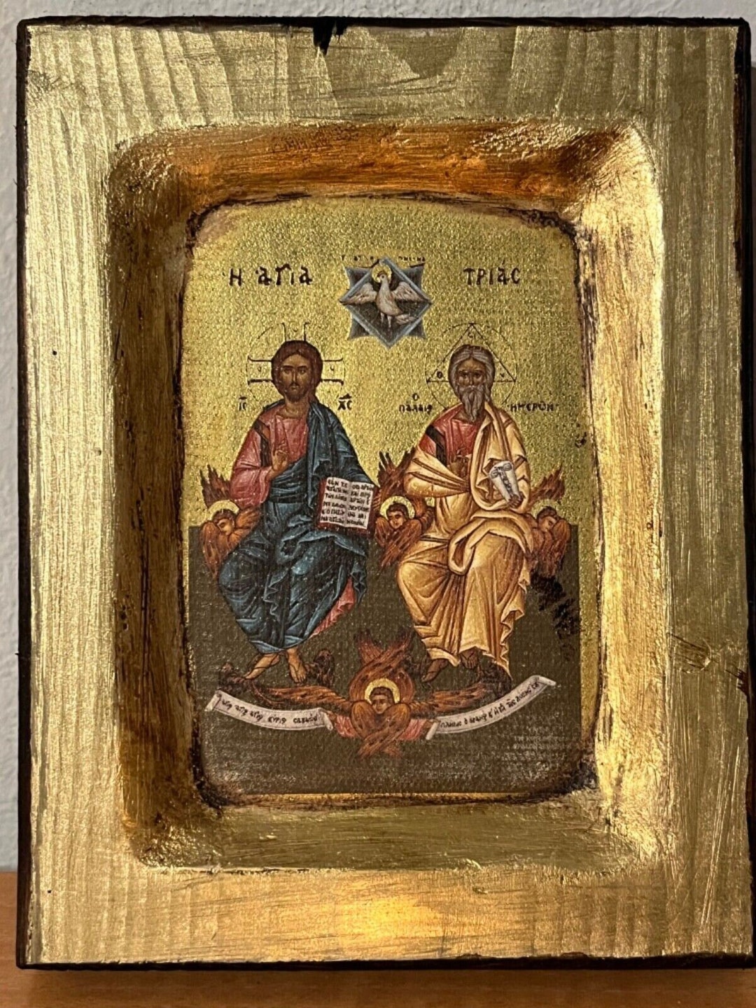 The Holy Trinity Antique Handmade Wooden Orthodox Icon 10x14cm - Etsy
