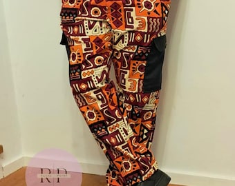 Unisex Ankara Cargo Pants – Handmade African Print Trousers, Size Large