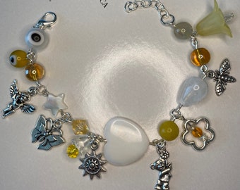 yellow bead charm bracelet, spring and summer vibes