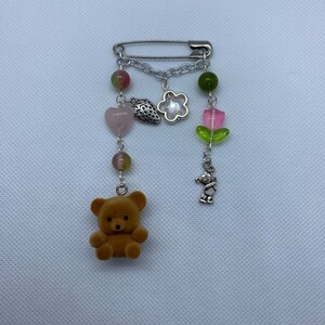 beaded cottagecore bag pins bear