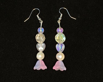 Pink pearl earrings