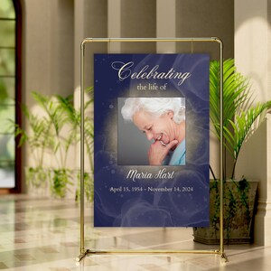 Memorial board in three sizes, Funeral Poster, Sign template for your funeral, Editable in Canva Pro
