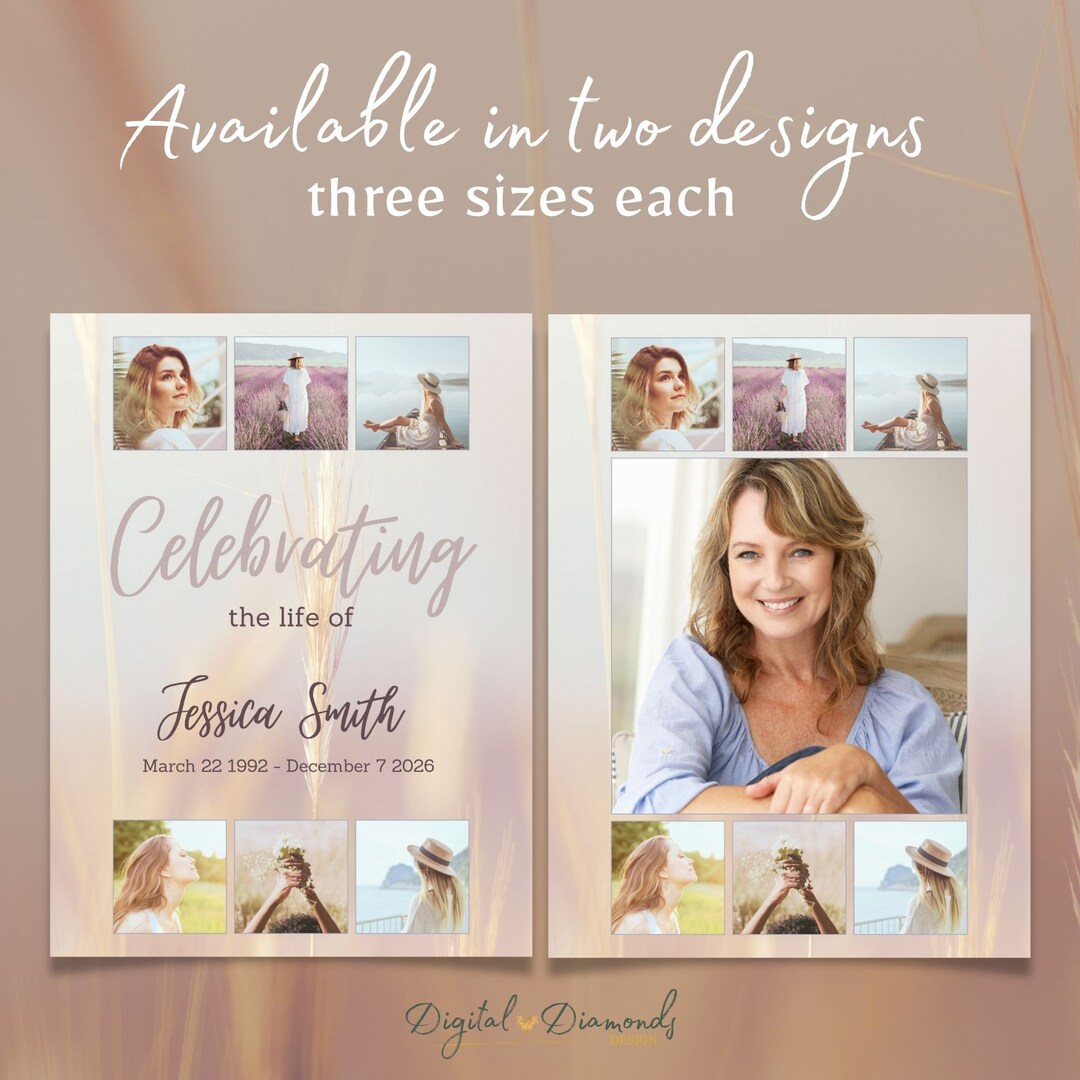 Memorial Sign Template | Funeral Picture Collage | Available in Three ...