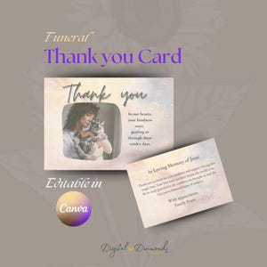 Carte de remerciement pour un service funèbre | Carte de sympathie | Modifiable dans Canvas