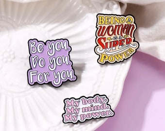 Girl Power Enamel Pins She Believed She Could So She Did Brooches Bag Clothes Lapel Badges Feminist Jewellery Gift for Friends Empowerment