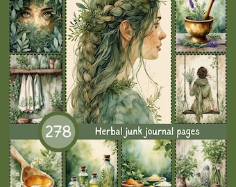 Herbal Apothecary Junk Journal Pages, Botanical Ephemera (Digital Download)