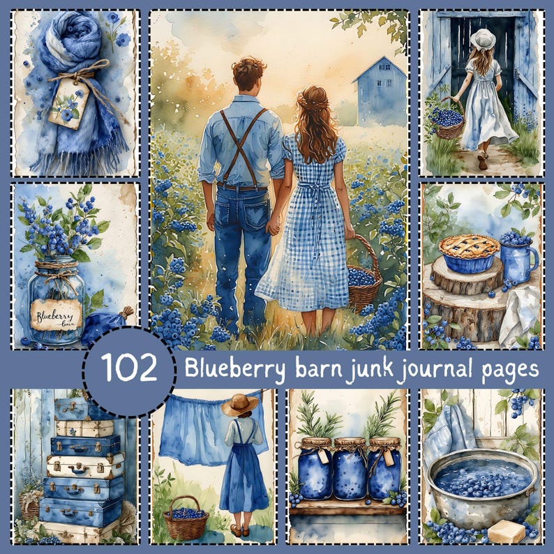 Blueberry Cottage Junk Journal Pages | Farmhouse Ephemera (printable ...