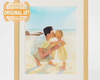 Vaderdagcadeau, aangepast aquarelportret, gepersonaliseerde vadertekening, familieportret van foto, betekenisvol kunstwerk, verjaardagscadeau kunst