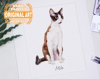 Mini Custom Watercolor Cat Portrait, Cat Portrait From Photo, Hand Painted Pet Portrait, Pet Painting, Original Art, Pet Memorial Gift