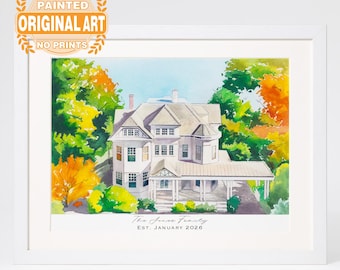 Home Portrait, House Painting, Housewarming Gift, Our First Home Sign, Home Sweet Home Sign, Watercolor Home, House Portrait, Realtor Gift