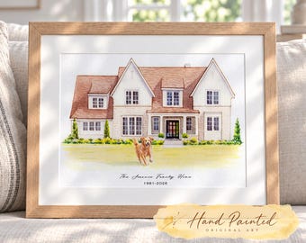 100% Hand-Painted House Portrait,Custom House Painting,Housewarming Gift,Our First Home Sign,Home Sweet Hom,First Home Gift,Watercolor Home
