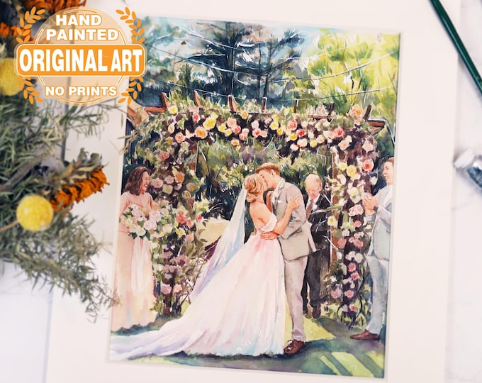 100% Hand-Painted Couple Wedding Portrait,Custom Wedding Painting From Photo, Bride Groom Portrait,Wedding Anniversary,wedding gift painting