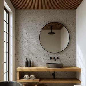 Tapet med textur i konstbetong - sandbeige brutalistisk stil, i avtagbar självhäftande folie
