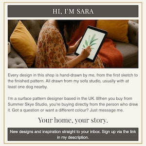 A woman is sitting on a couch, holding a tablet device and drawing a pattern on it.