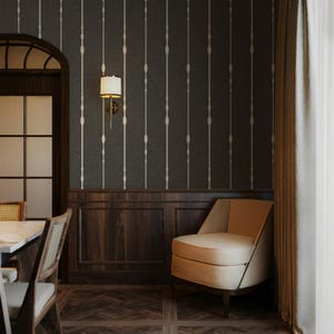 Carta da parati a righe bianche e nere con texture - Design verticale minimale I Stile semplice moderno di metà secolo I Rivestimento murale in vinile