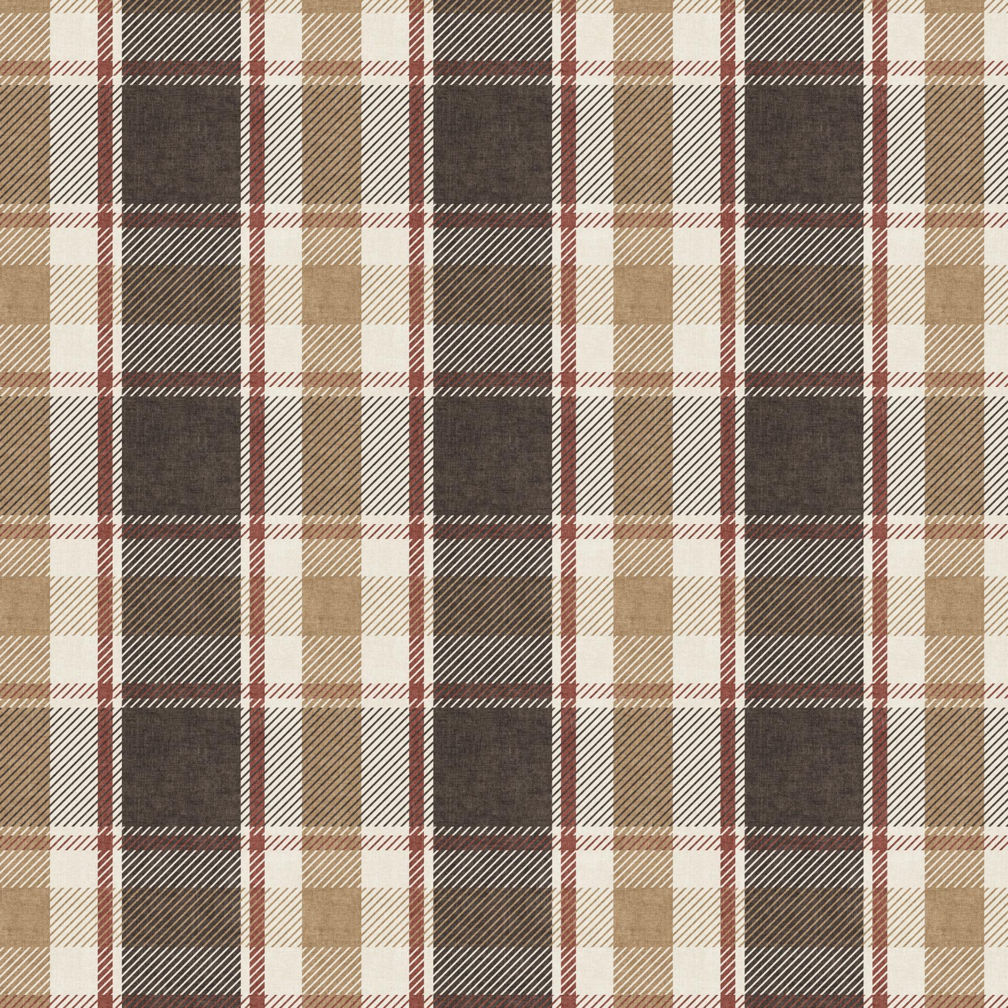 Farmhouse Plaid Wallpaper - Brown and Tan Rustic Check in Peel Stick or ...