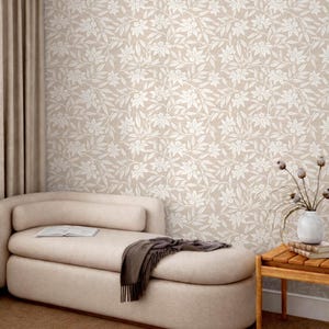 Beige Japandi Botanisk Tapet – Skandinavisk Väggdesign i Peel and Stick