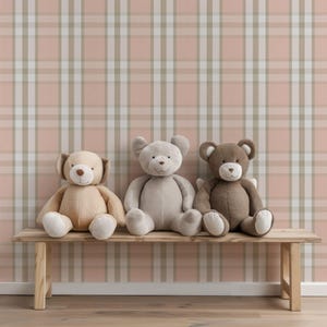 Colourful Plaid Wallpaper - Unique Preppy Pastel Wall Decor in 3 Colours. Perfect for Nursery or Girls Room. Available in Peel and Stick