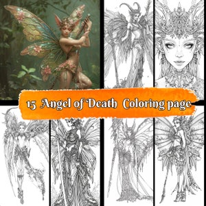 Disegni da colorare dell'Angelo della Morte, Fate del Dark Fantasy (PDF stampabile)
