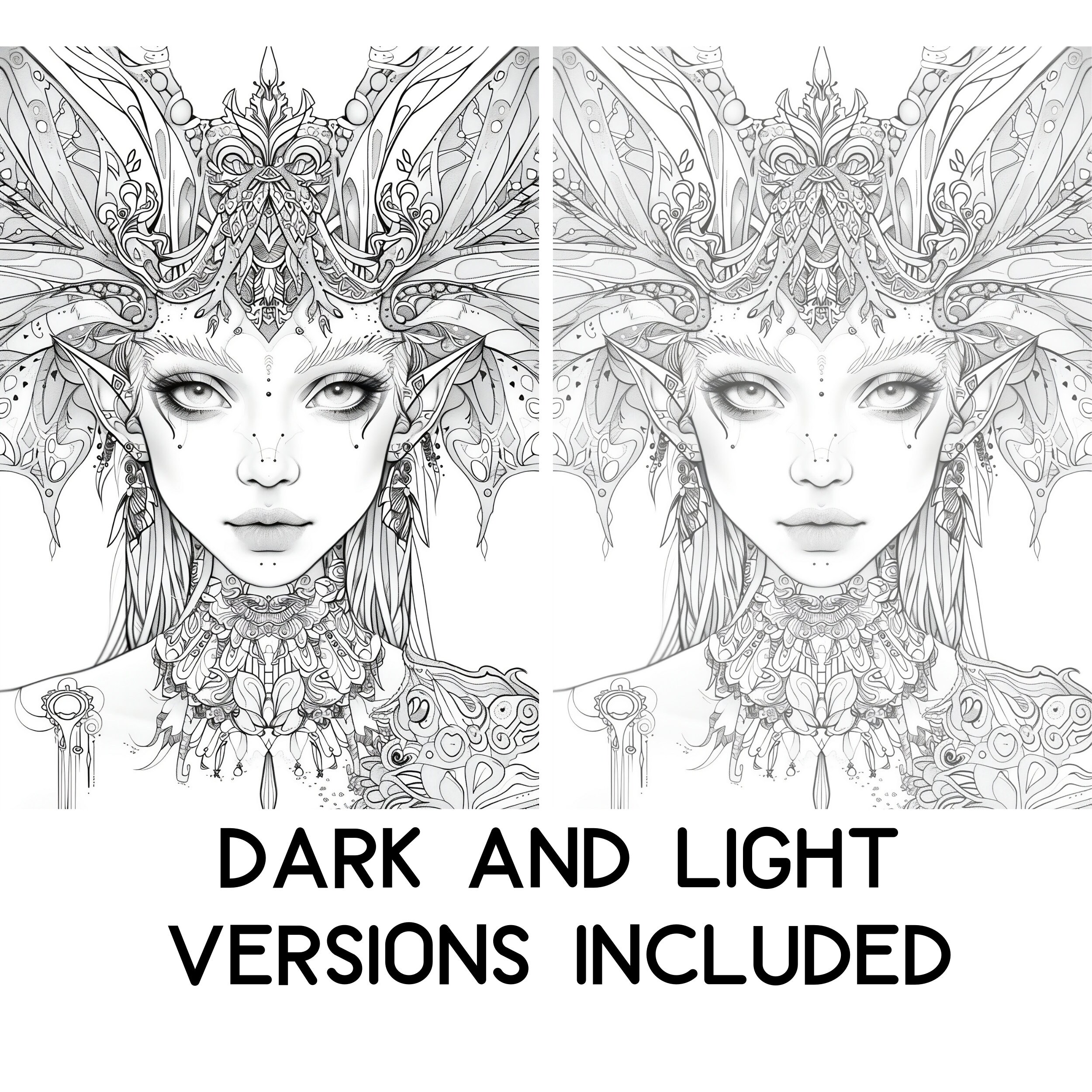 Angel of Death Coloring Pages for Adults and Teen, 15 Detailed Fantasy Printable Sheets, Dark ...