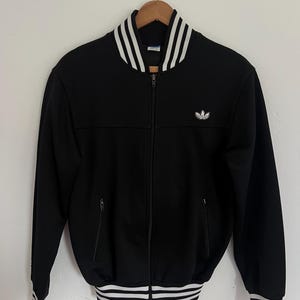 Adidas 70s Vintage Trefoil Track Jacket Black West Germany Men&#39;s L Size