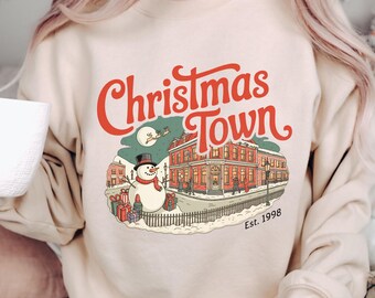 Christmas Town Sweatshirt Retro Christmas Sweatshirt Cute Women's Christmas Shirt Cozy Christmas Village Ugly Christmas Sweater Party Gift