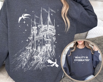 reality is overrated sweatshirt for bookworm sweater escape reality shirt fantasy shirt gift for reader id rather be reading fantasy books