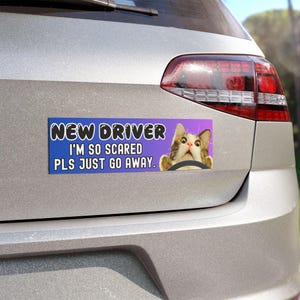 Aimant de voiture chat drôle cadeau pour nouveau conducteur étudiant drôle conducteur aimant autocollant de voiture pour nouveau conducteur chat drôle au volant meme étudiant conducteur