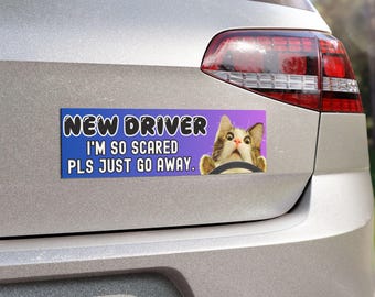 面白い猫の車用マグネット、新人ドライバーへのギフト、面白い学生ドライバー、新人ドライバー向けの車用マグネットバンパーステッカー、面白い猫の運転ミーム、学生ドライバー