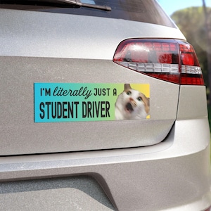 funny cat magnet im literally just a student driver magnet gift for new driver funny student driver car magnet bumper sticker for new driver