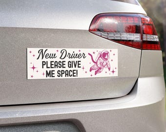 new driver decal please give me space new driver car magnet student driver sticker for new driver funny cat decal cute student driver magnet