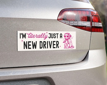 new driver decal literally just a new driver car magnet student driver sticker for new driver funny cat decal cute student driver car magnet